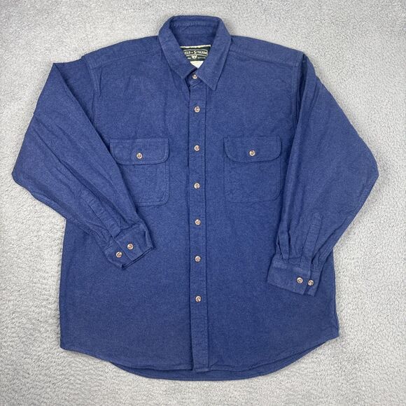Vintage Field & Stream Men’s XL Blue Button Up Heavy Flannel Long Sleeve - Picture 1 of 6